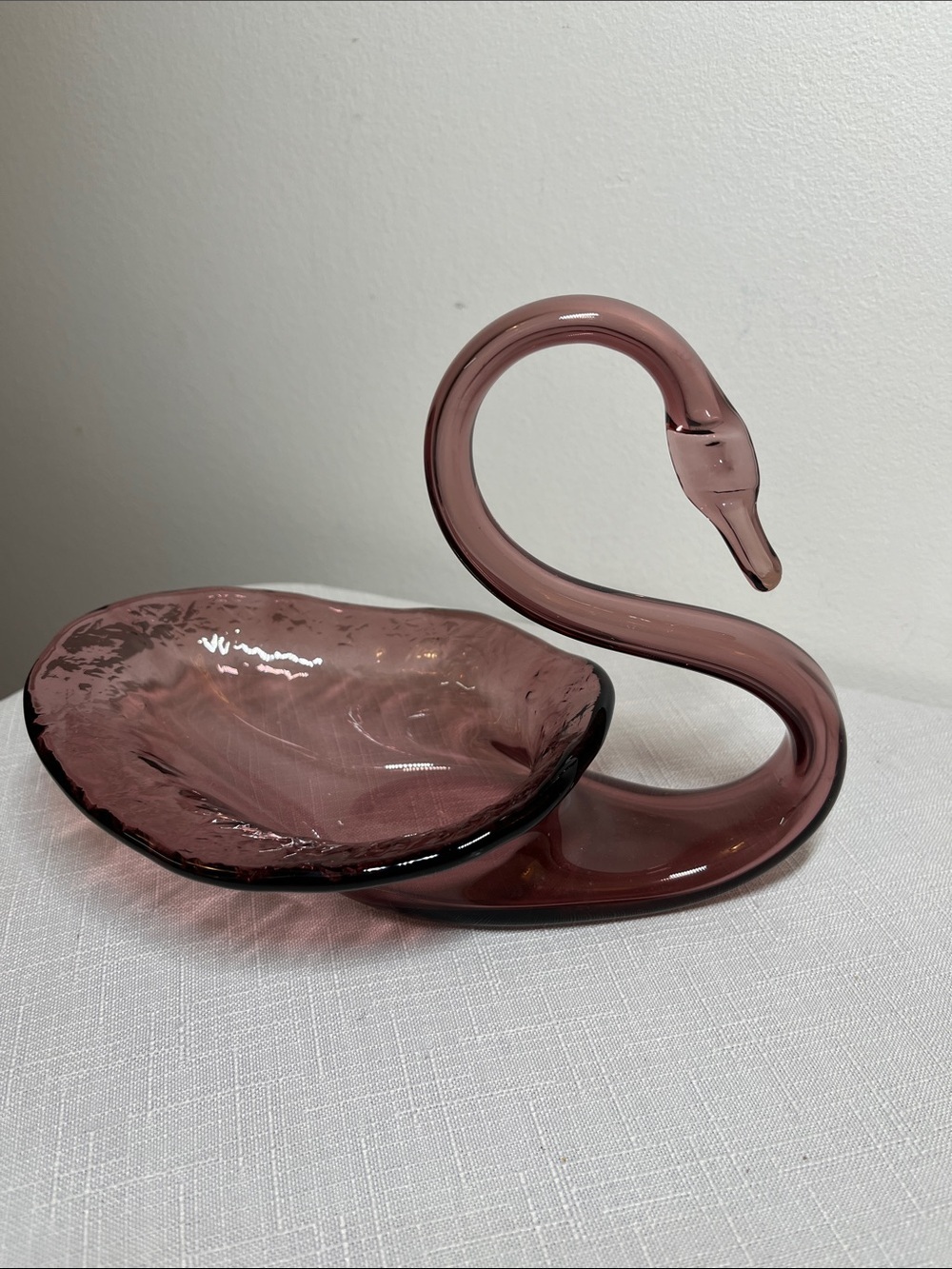 Vintage Amethyst Glass Swan Bowl
Mid Century Candy Trinket Dish Decor